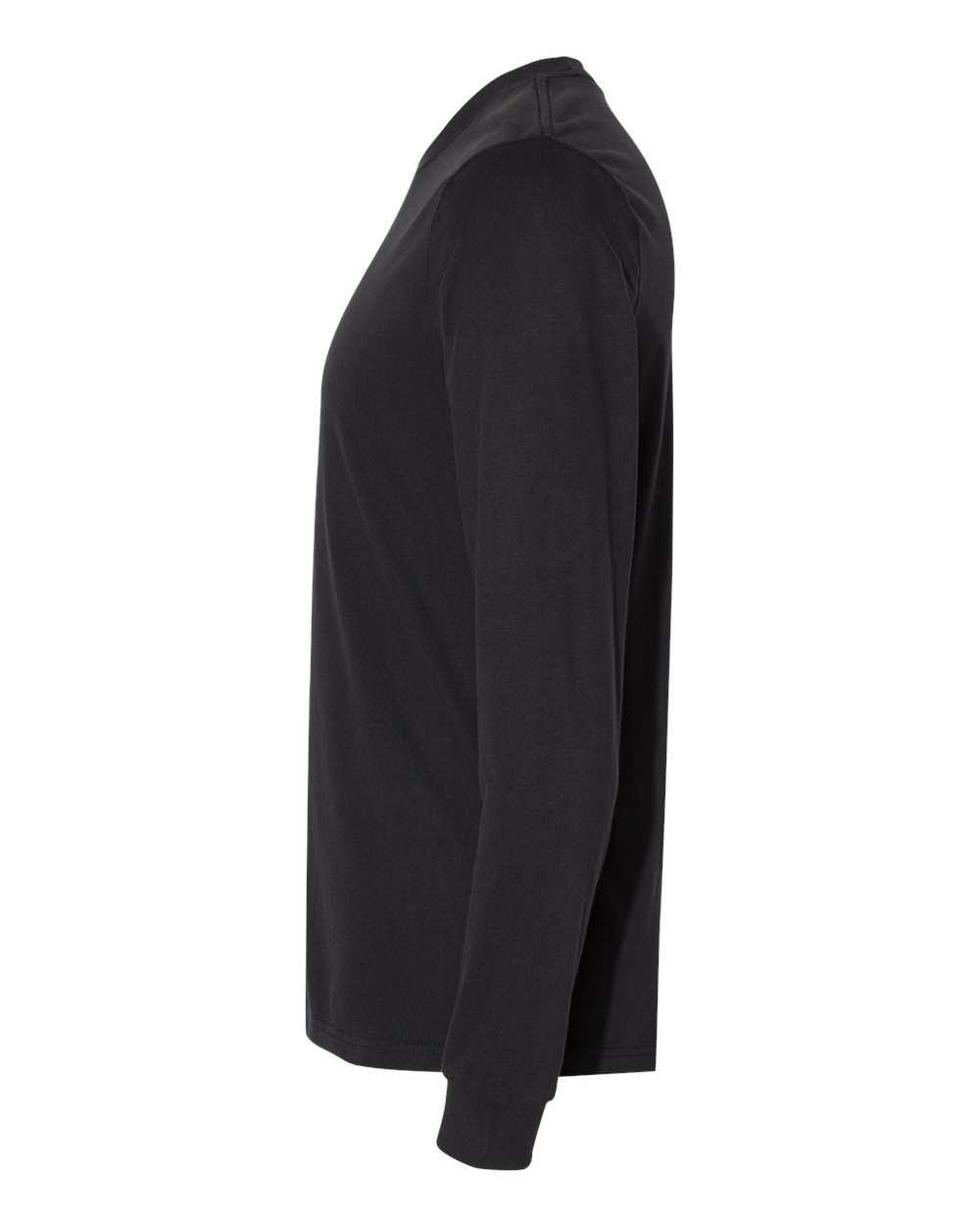 Left View of Black Sueded Long Sleeve T-Shirt - 6411