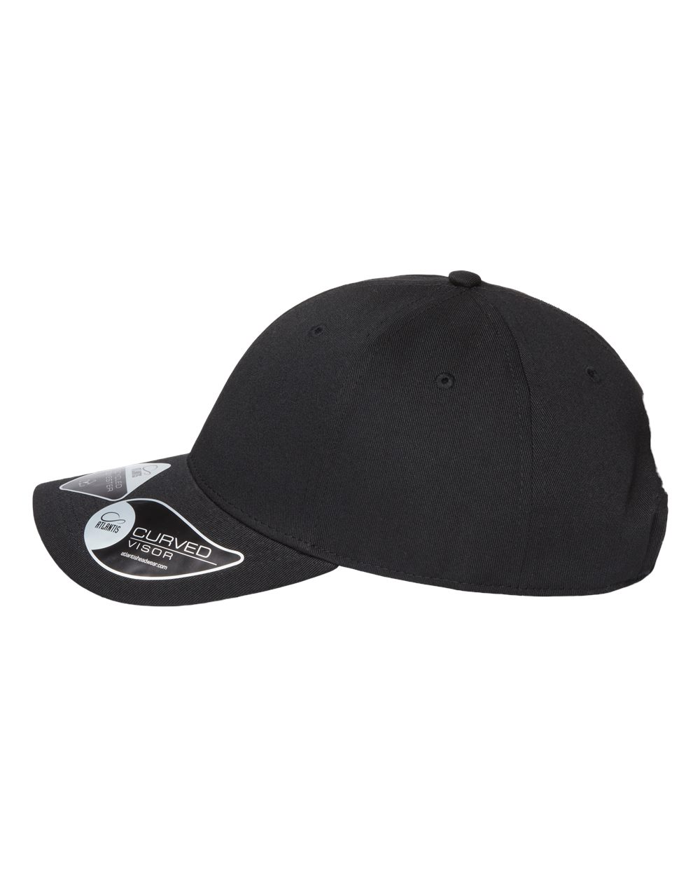 Left View of Black Sustainable Structured Cap - JOSHUA