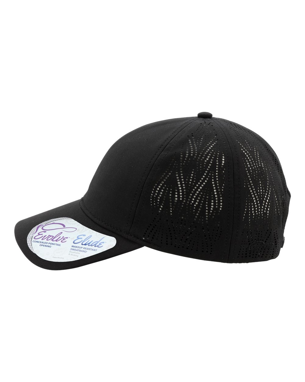 Left View of Black/ Swirl Women's Perforated Performance Cap - GABY