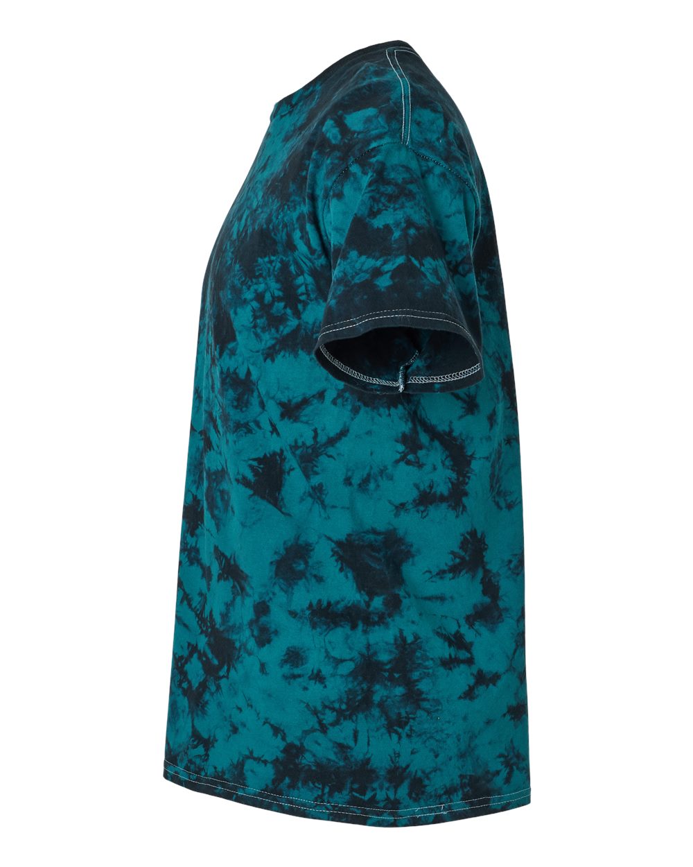 Left View of Black/ Teal Crystal Tie-Dyed T-Shirt - 200CR