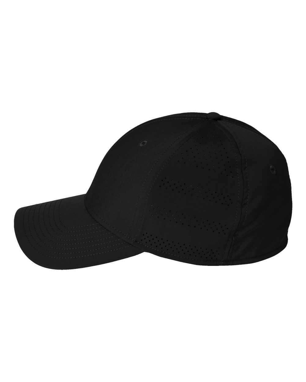 Left View of Black/ Team Dark Grey Fundamental Gameday Stretch Cap - AH609 plain