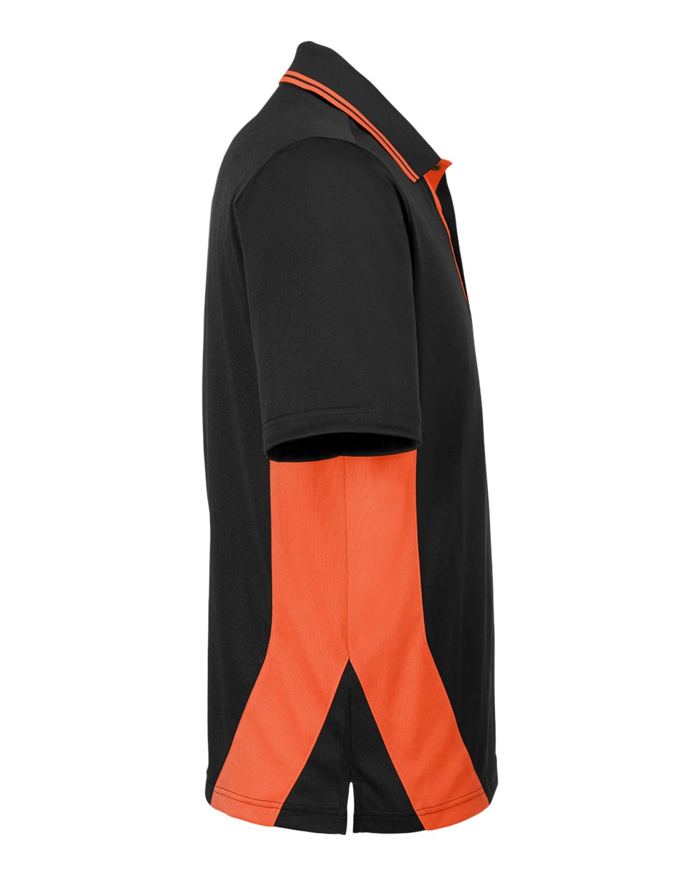 Left View of Black/ Team Orange Men&#39;s Flash Snag Protection Plus IL Colorblock Polo - M386