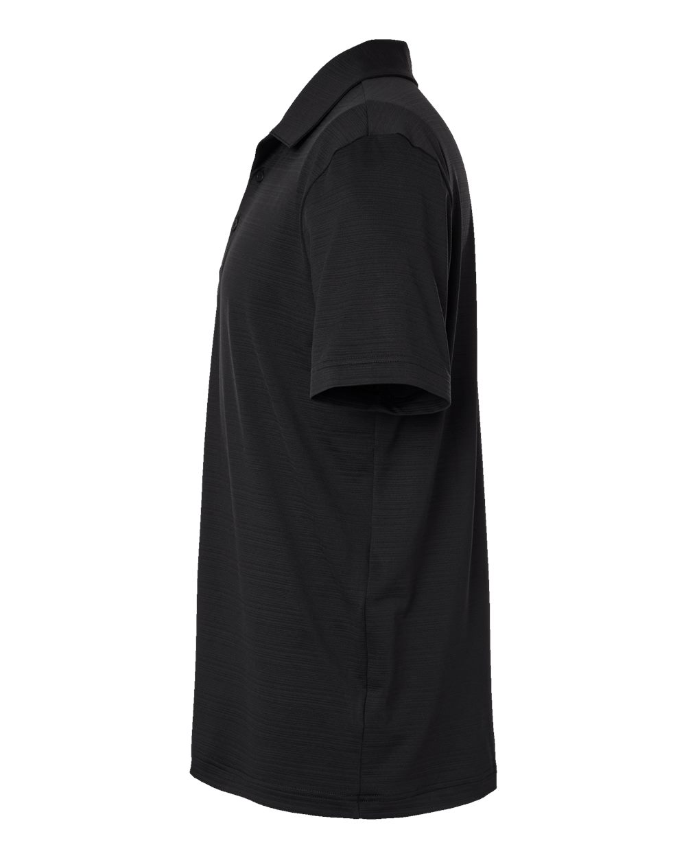 Left View of Black Textured Stripe Polo - A704