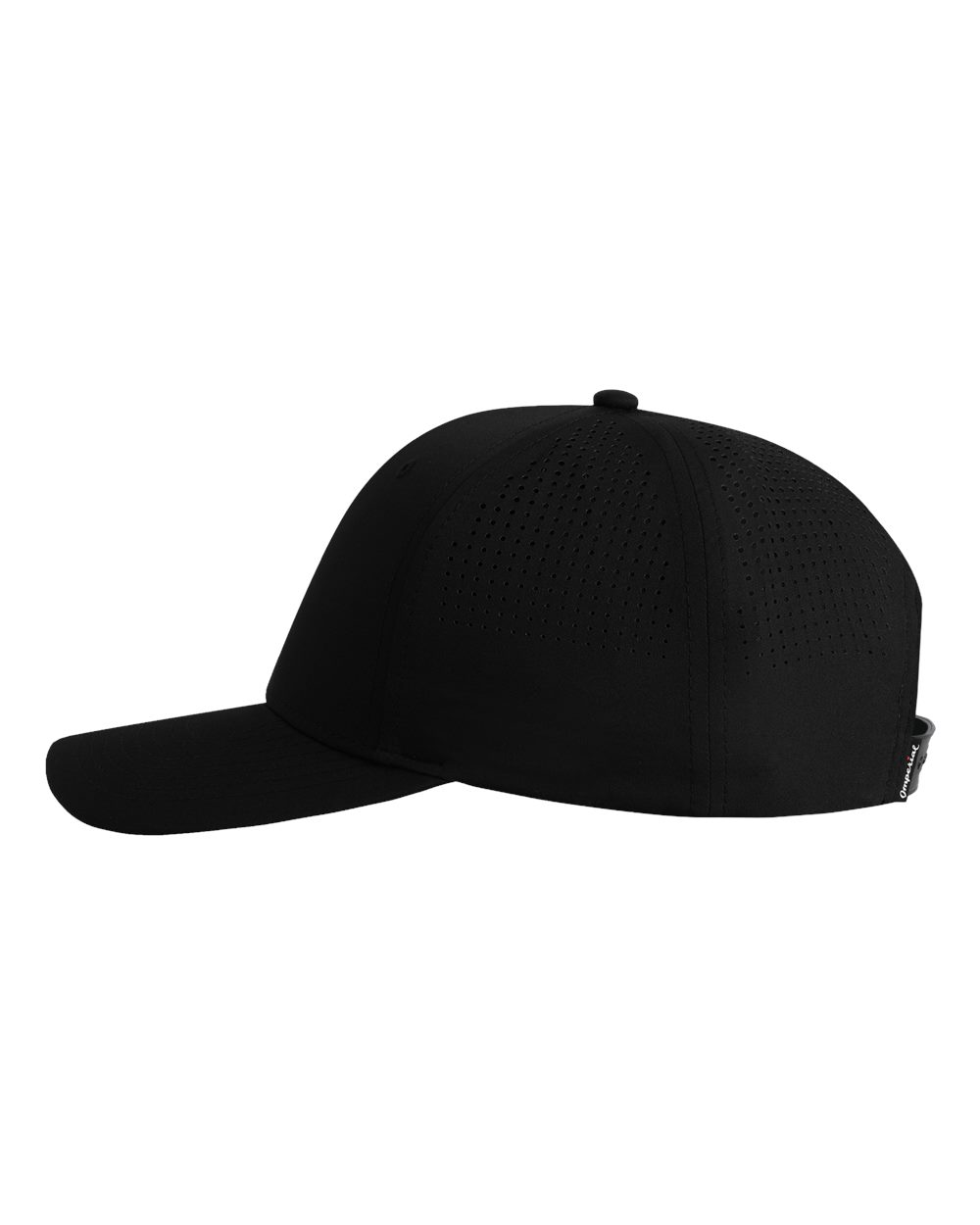 Left View of Black The Ironclad Recycled Perforated Cap - 7068 plain