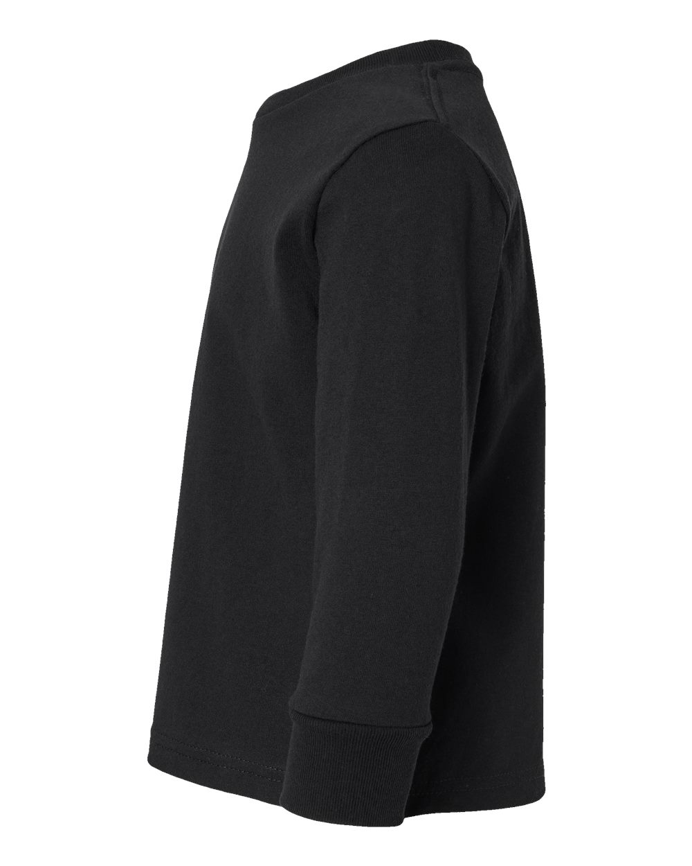 Left View of Black Toddler Cotton Jersey Long Sleeve Tee - 3311