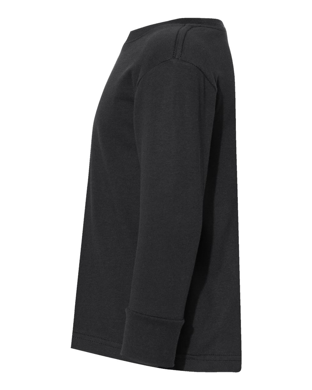 Left View of Black Toddler Fine Jersey Long Sleeve Tee - 3302