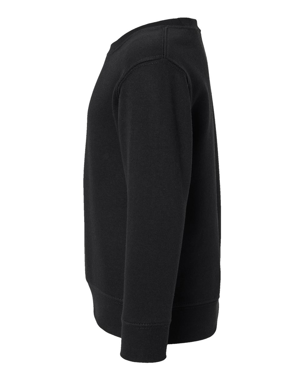 Left View of Black Toddler Fleece Crewneck Sweatshirt - 3317