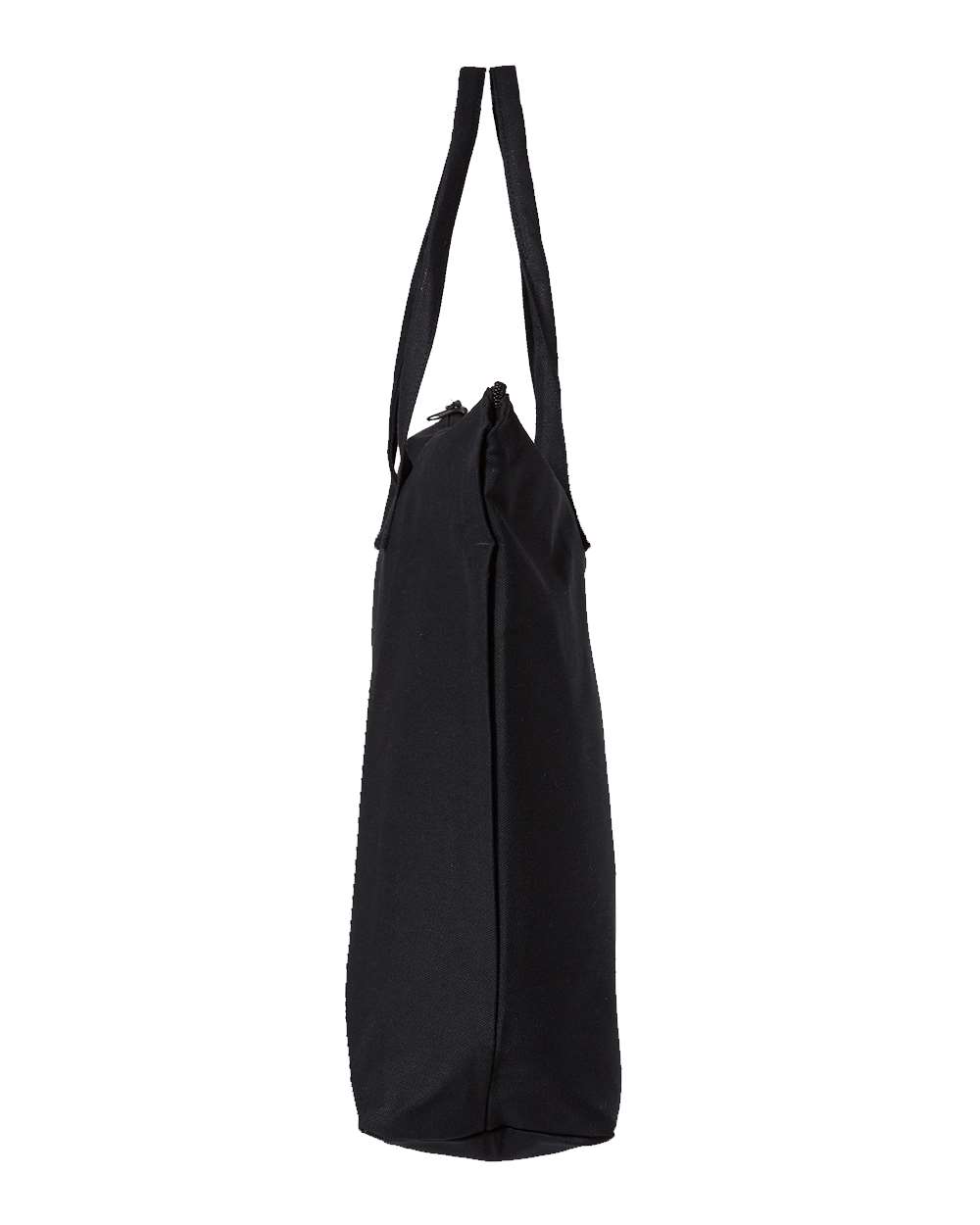 Left View of Black Tote with Top Zippered Closure - 8863