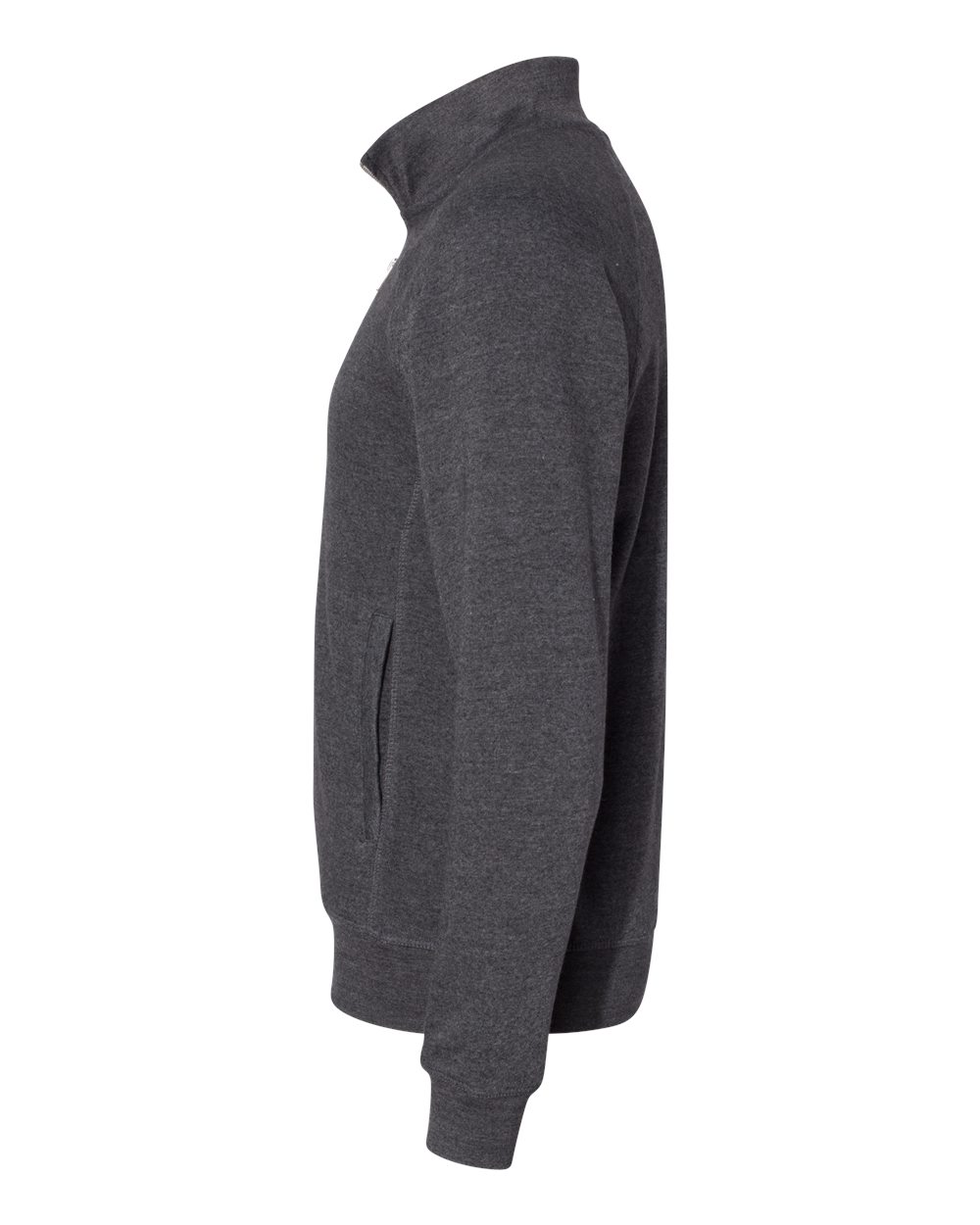 Left View of Black Triblend Triblend Quarter-Zip Sweatshirt - 8869