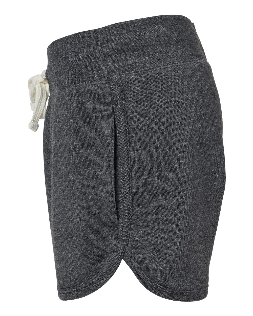Left View of Black Triblend Women&#39;s Fleece Shorts - 8856