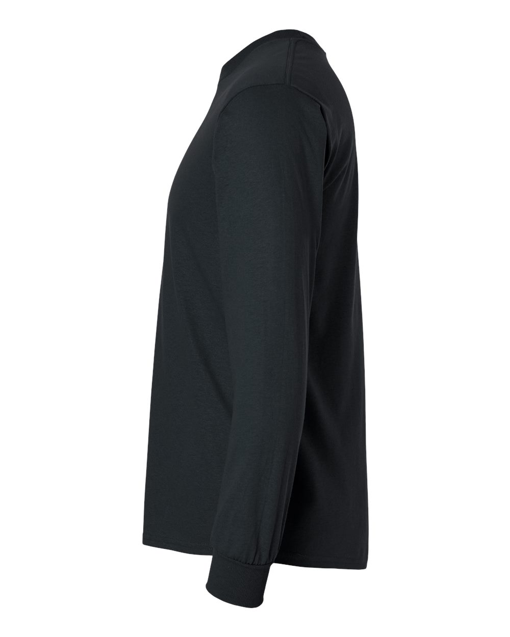 Left View of Black Ultra Cotton® Long Sleeve T-Shirt - 2400