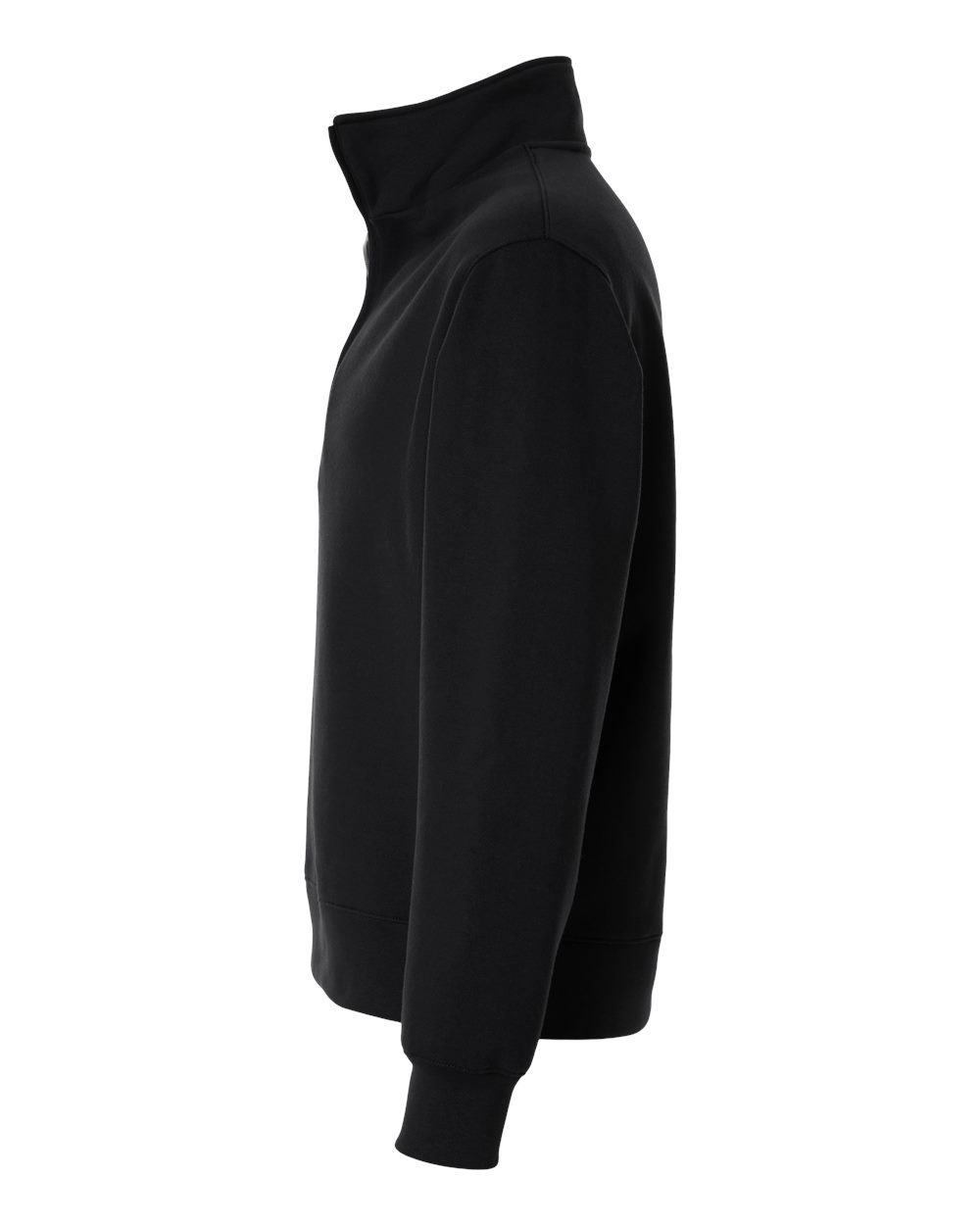 Left View of Black Unisex 10 oz Quarter-Zip Pullover Sweatshirt - 4740 plain