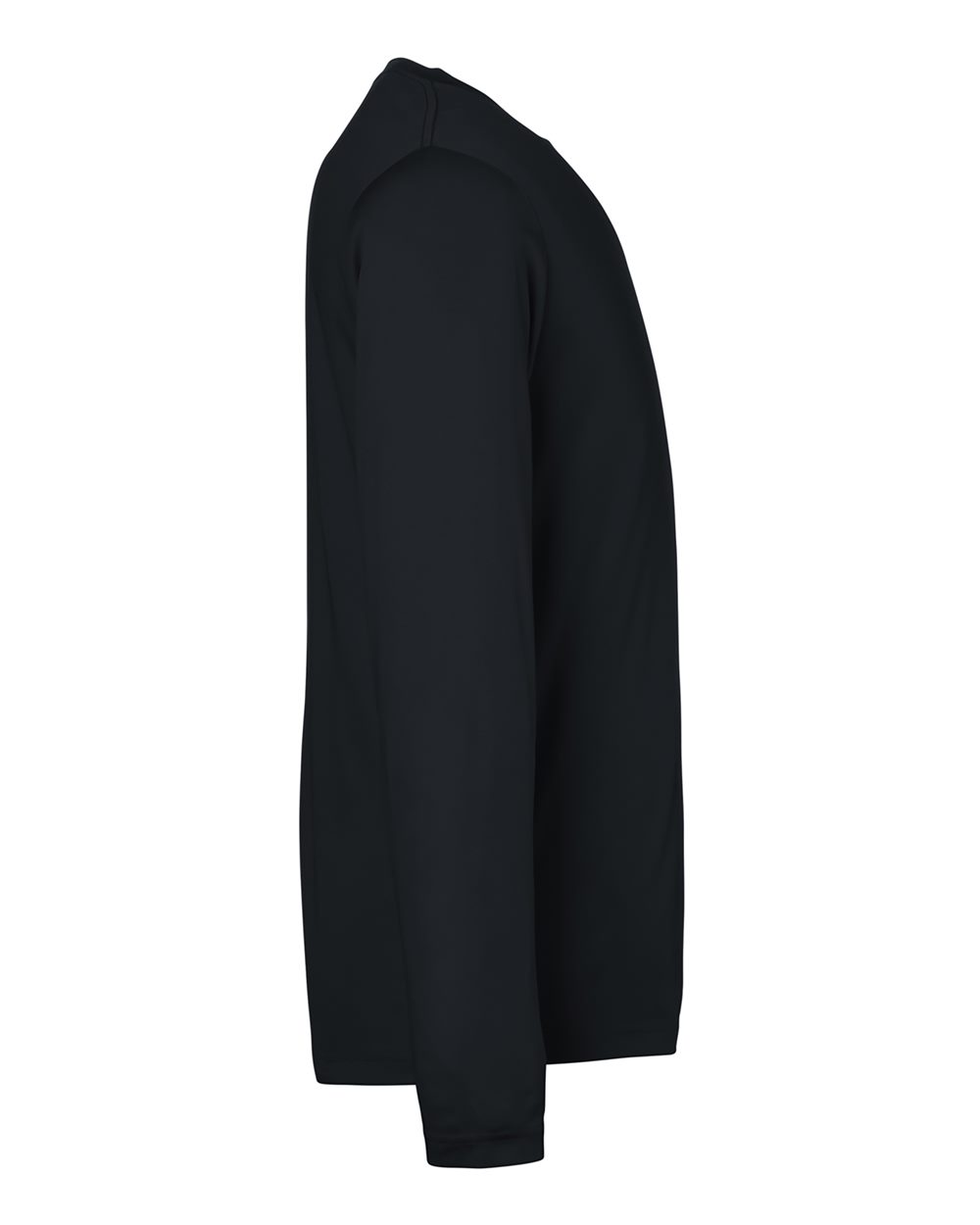 Left View of Black Unisex Capital Long Sleeve Performance T-Shirt - CE10L