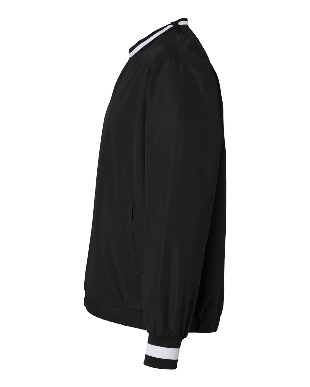 Left View of Black Unisex Crewneck Windbreaker - SHCNW plain
