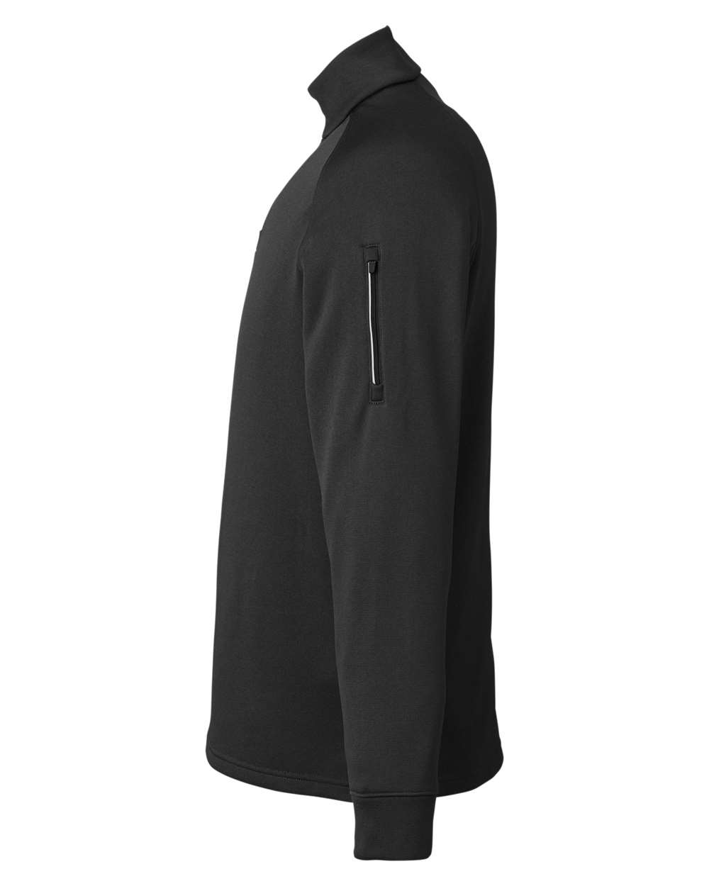 Left View of Black Unisex Fusion ChromaSoft™ Fleece Quarter-Zip Pullover - CE801