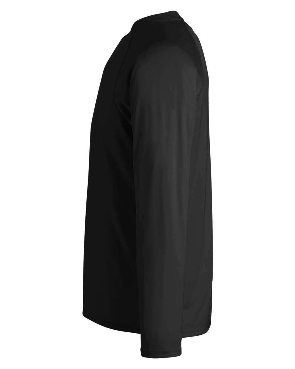 Left View of Black Unisex Ultra UVP™ Marina Raglan Long Sleeve T-Shirt - CE110