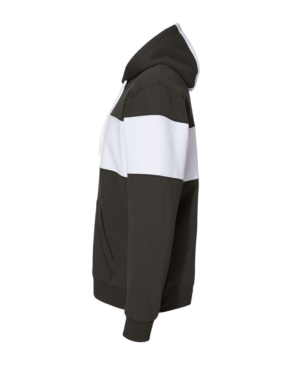 Left View of Black Varsity Fleece Colorblocked Hooded Sweatshirt - 8644