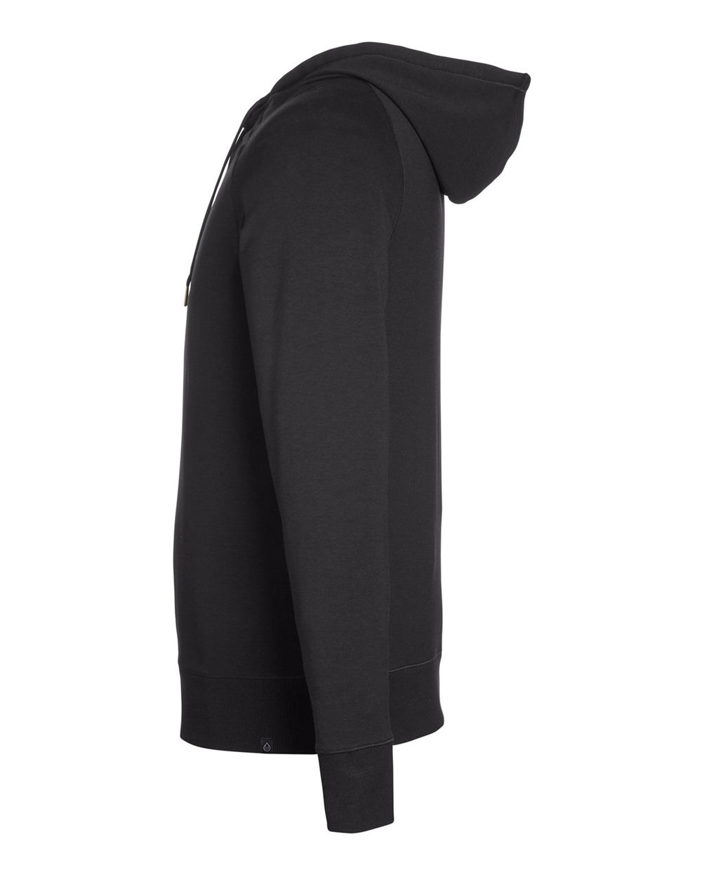 Rear View of Black Varsity Hooded Sweatshirt - TM654