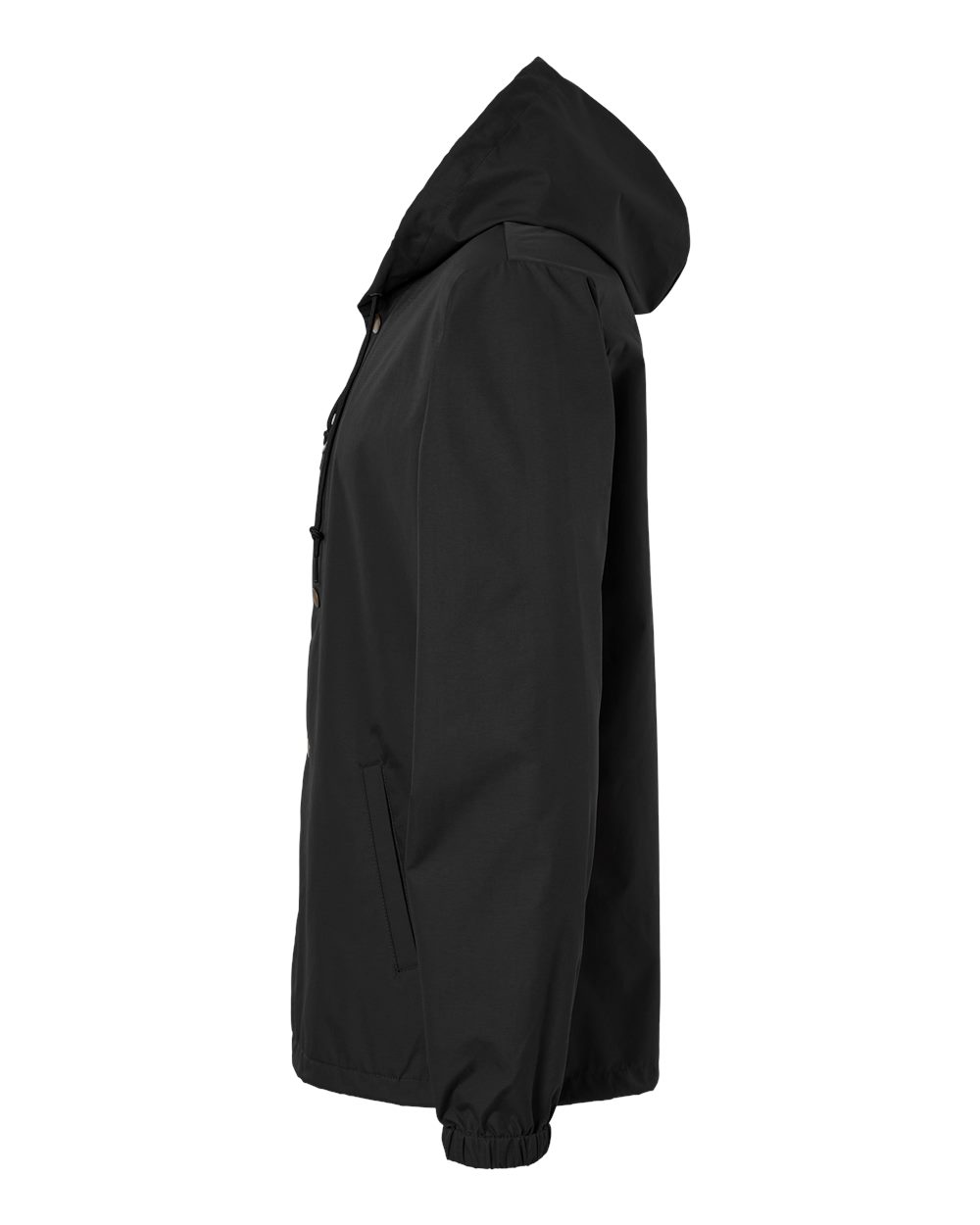 Left View of Black Water-Resistant Hooded Windbreaker - EXP95NB