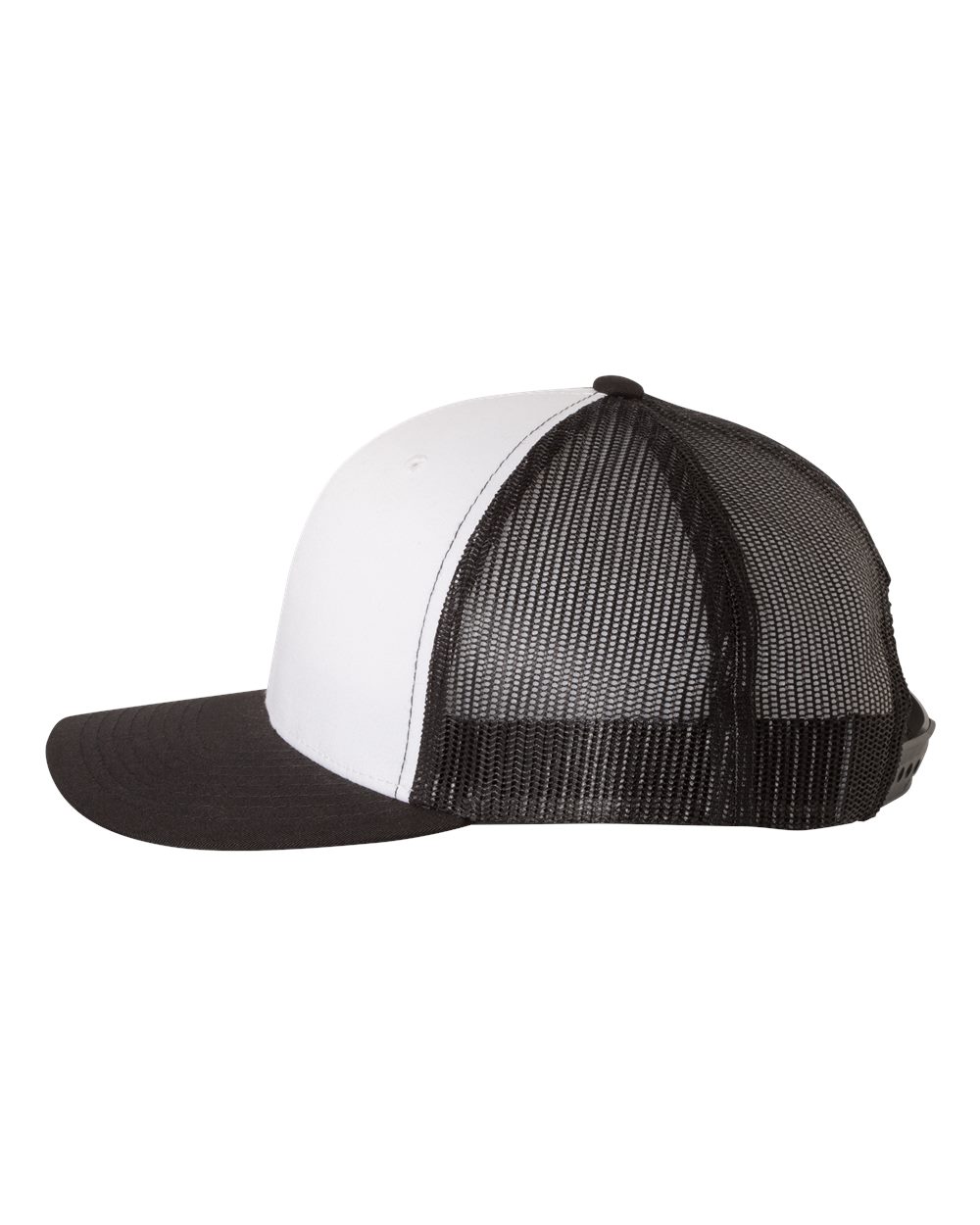 Left View of Black/ White/ Black Retro Trucker Cap - 6606
