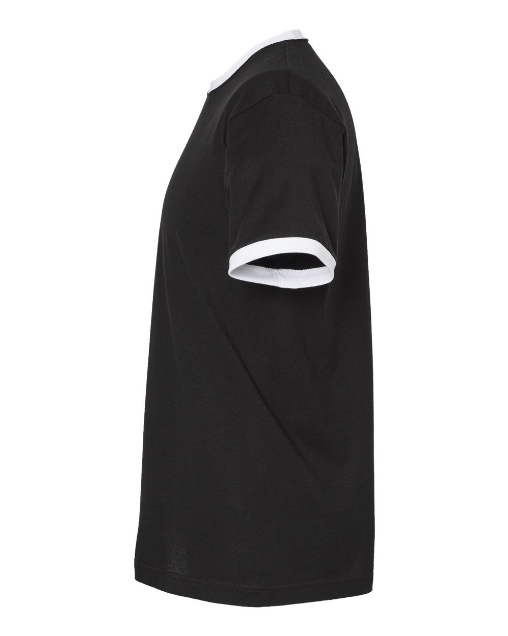 Left View of Black/ White Fine Jersey Ringer T-Shirt - 246