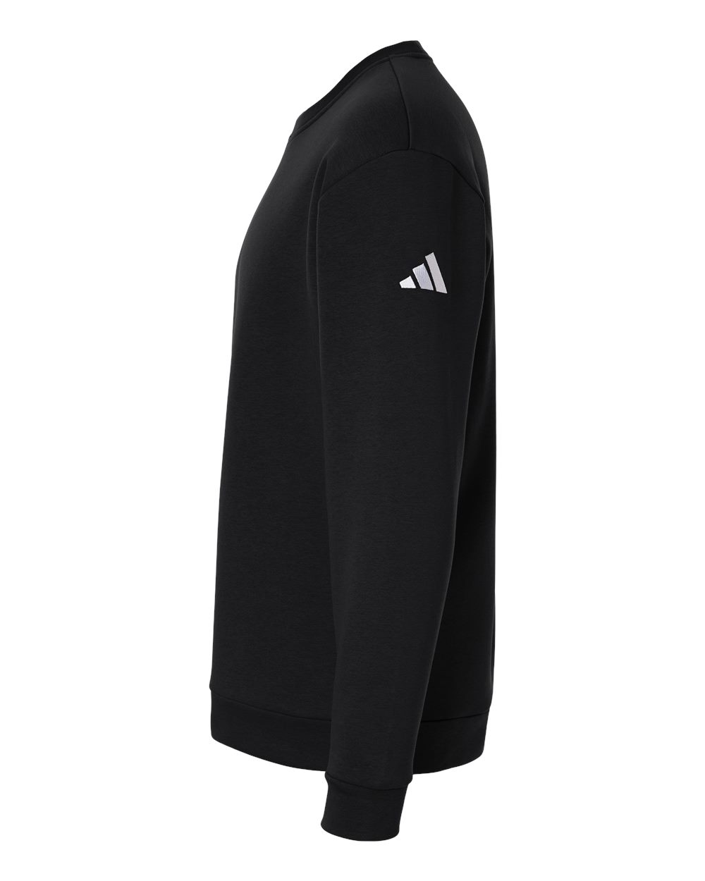 Left View of Black/ White Men's Fleece Crewneck Sweatshirt - AT200 plain