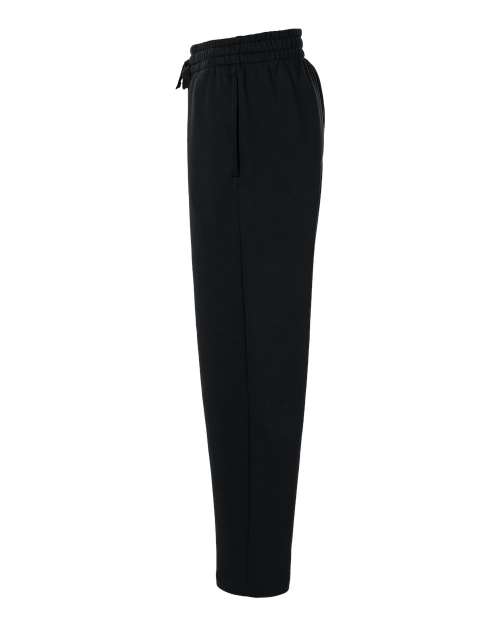 Left View of Black/ White Men's Fleece Sweatpants - AT215 plain