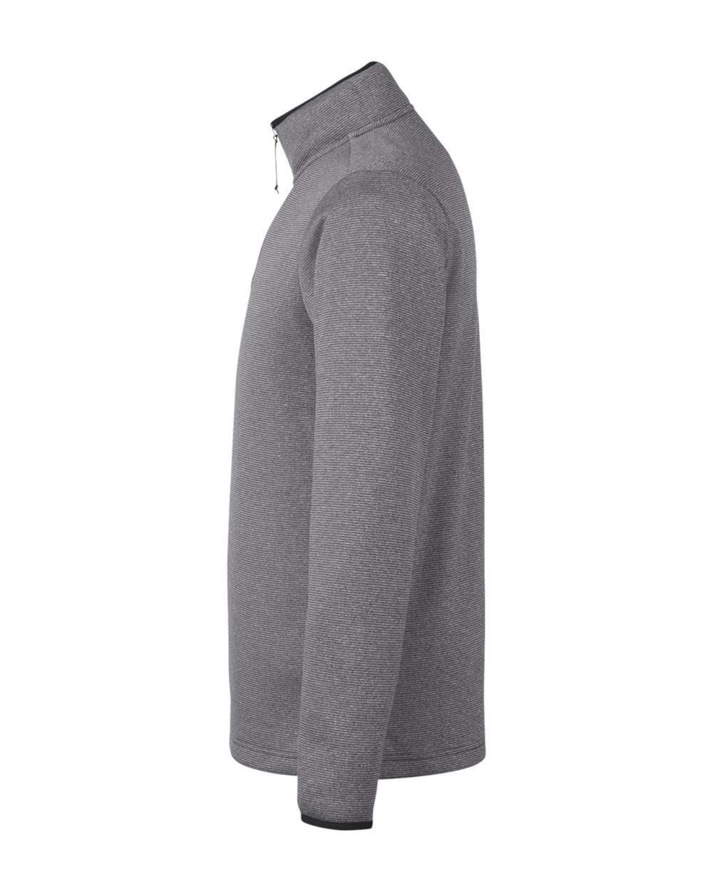 Left View of Black/ White Men&#39;s Venture Heathered Stripe Quarter-Zip Pullover - CE73