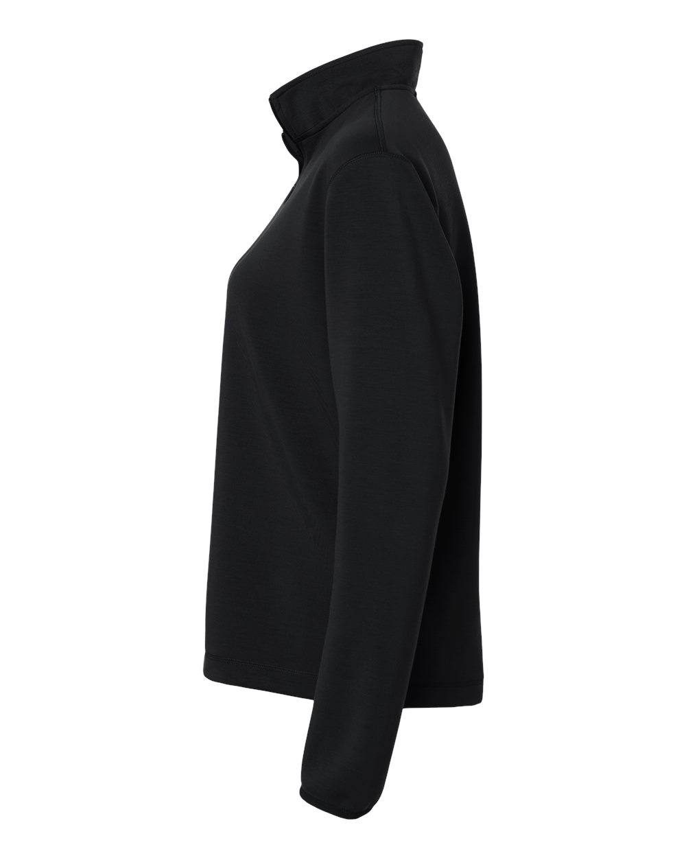 Left View of Black/ White Women's 3-Stripes Quarter-Zip Pullover - AT401 plain