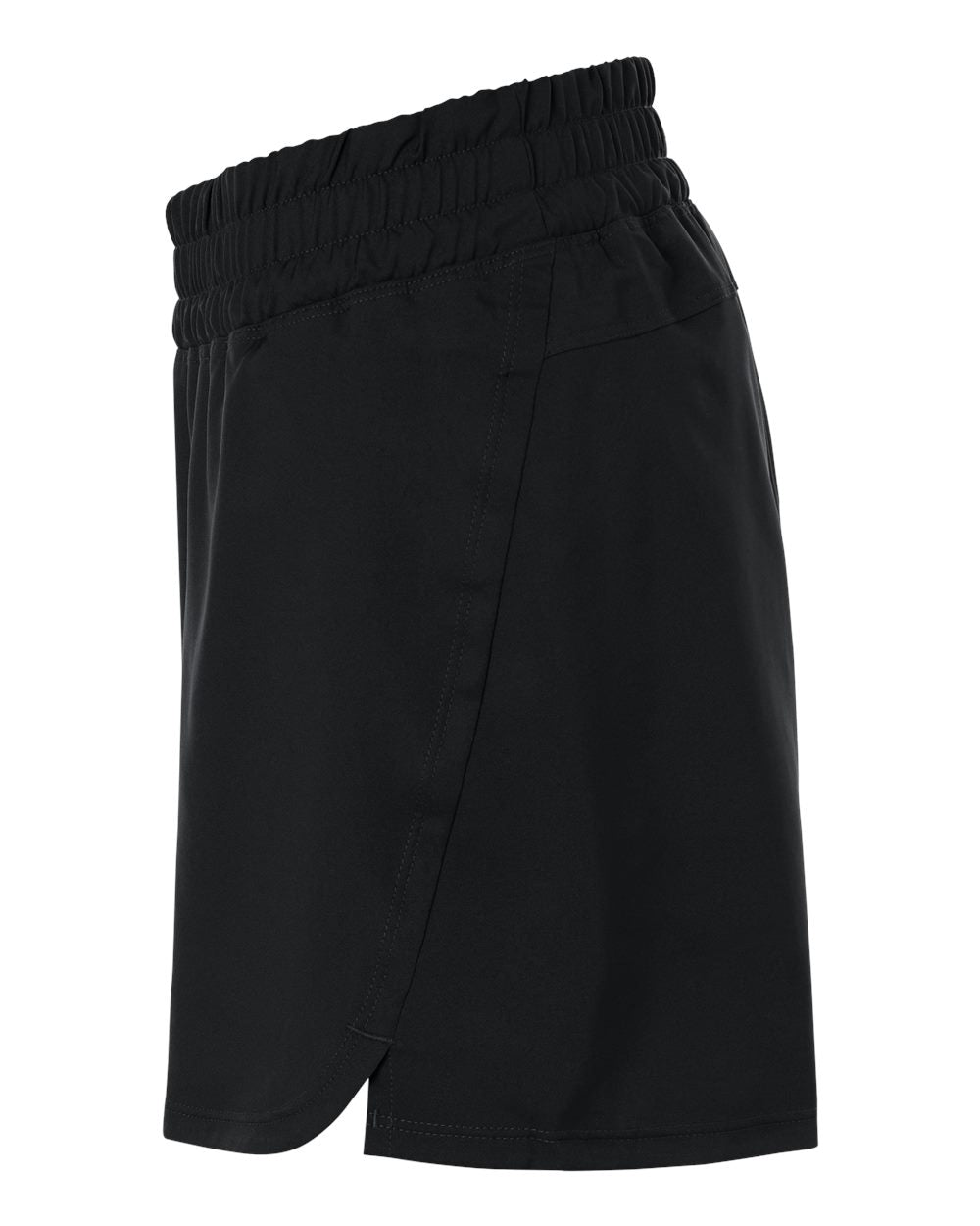 Left View of Black/ White Women's D4T Woven 3" Shorts - AT306 plain