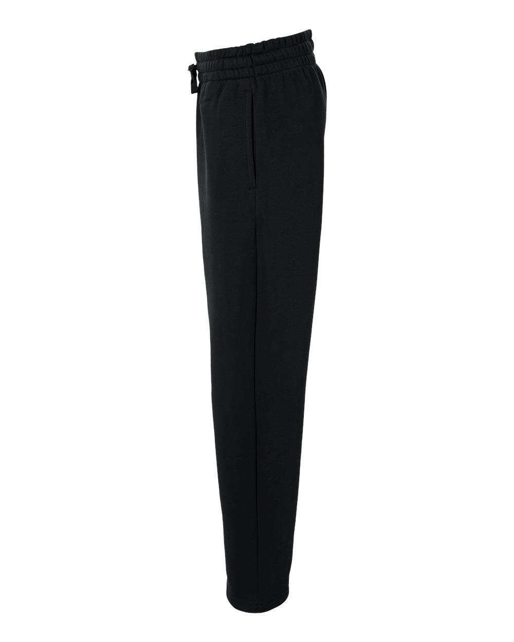 Left View of Black/ White Women's Fleece Sweatpants - AT216 plain