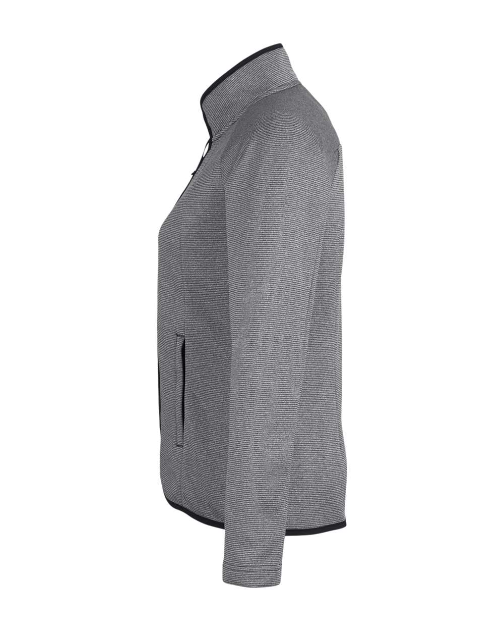 Left View of Black/ White Women&#39;s Venture Heathered Stripe Full-Zip - CE72W