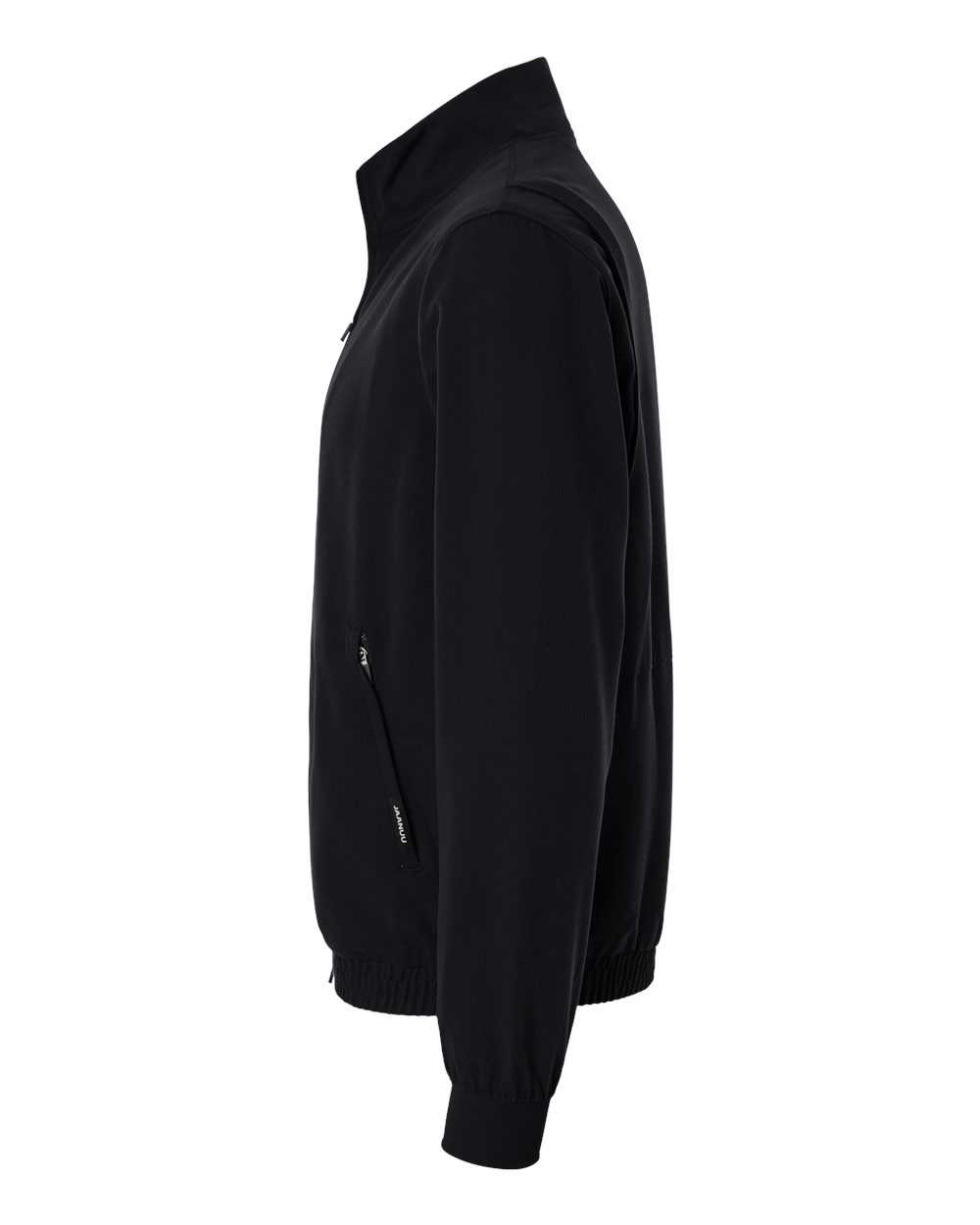 Left View of Black Wolfe Everyday Full-Zip 6-Pocket Scrub Jacket - M60001