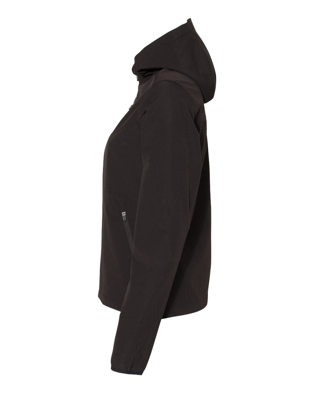 Left View of Black Women&#39;s Ascent Soft Shell Hooded Jacket - 9411