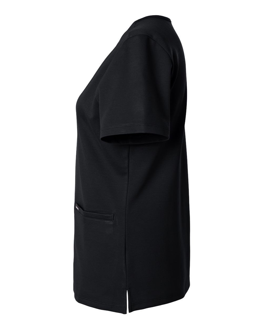 Left View of Black Women&#39;s Cesi Ultrasoft Scrub V-Neck Top - W30003
