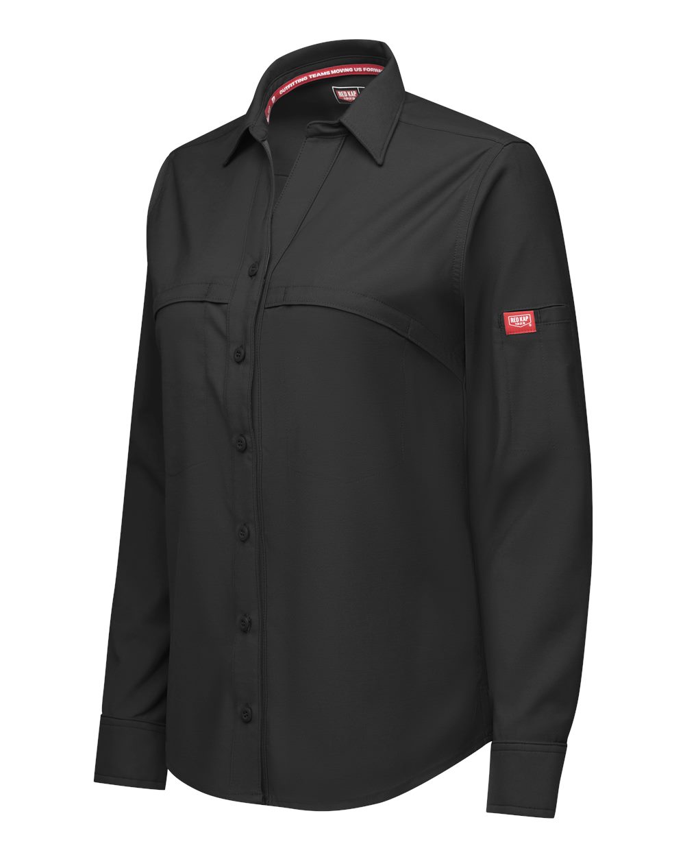Left View of Black Women&#39;s Cooling Long Sleeve Work Shirt - TSW3