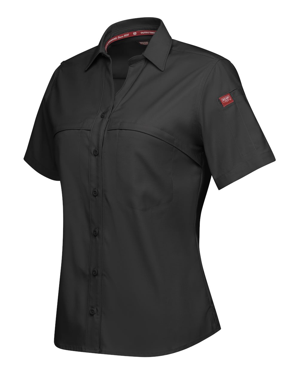 Left View of Black Women&#39;s Cooling Work Shirt - TSW1