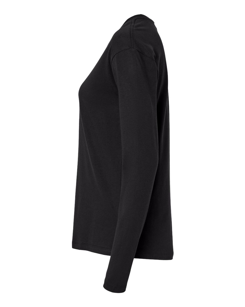 Left View of Black Women&#39;s Cotton Relaxed Long Sleeve T-Shirt - 3911
