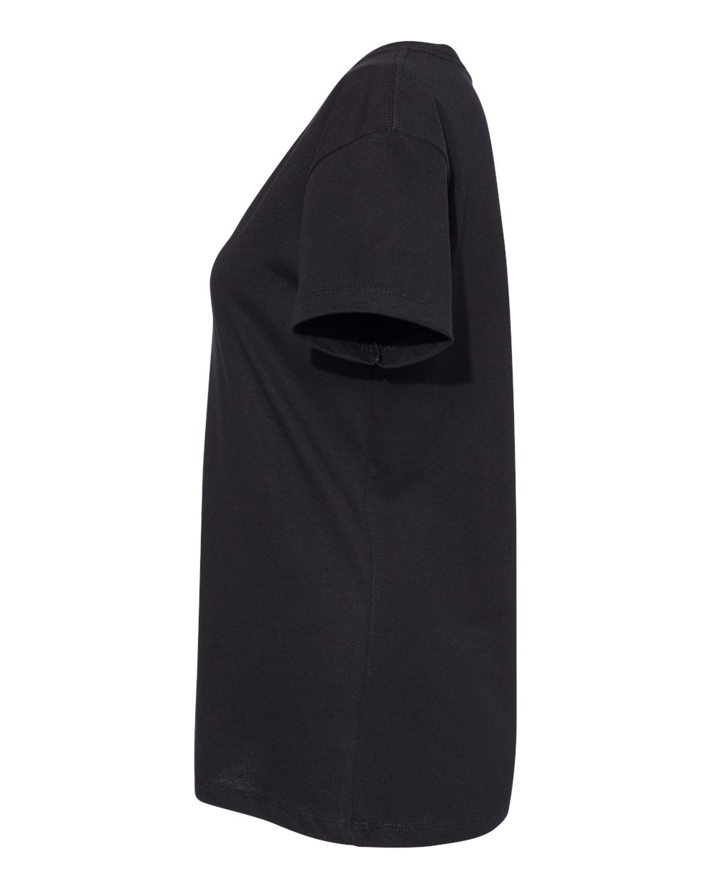 Left View of Black Women’s Cotton V-Neck T-Shirt - 3940