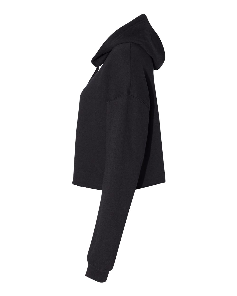 Left View of Black Women&#39;s Crop Fleece Hoodie - 7502