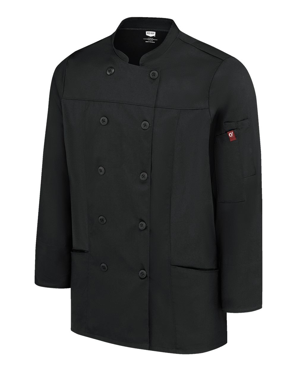 Left View of Black Women&#39;s Deluxe Airflow Chef Coat - 053W