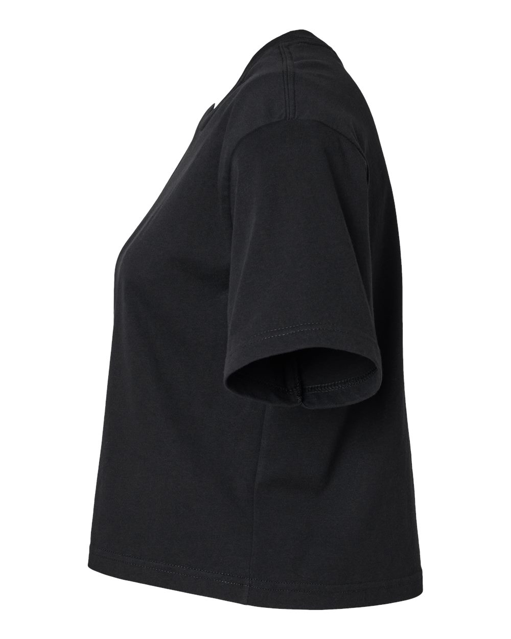 Left View of Black Women&#39;s Fine Jersey Boxy Tee - 102
