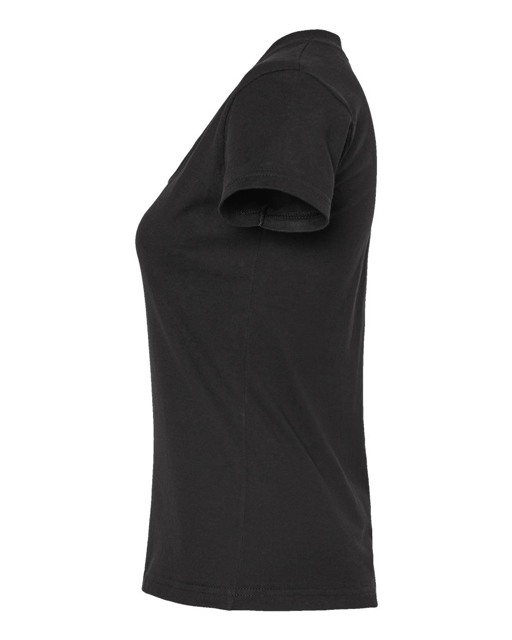 Left View of Black Women&#39;s Fine Jersey V-Neck T-Shirt - 214