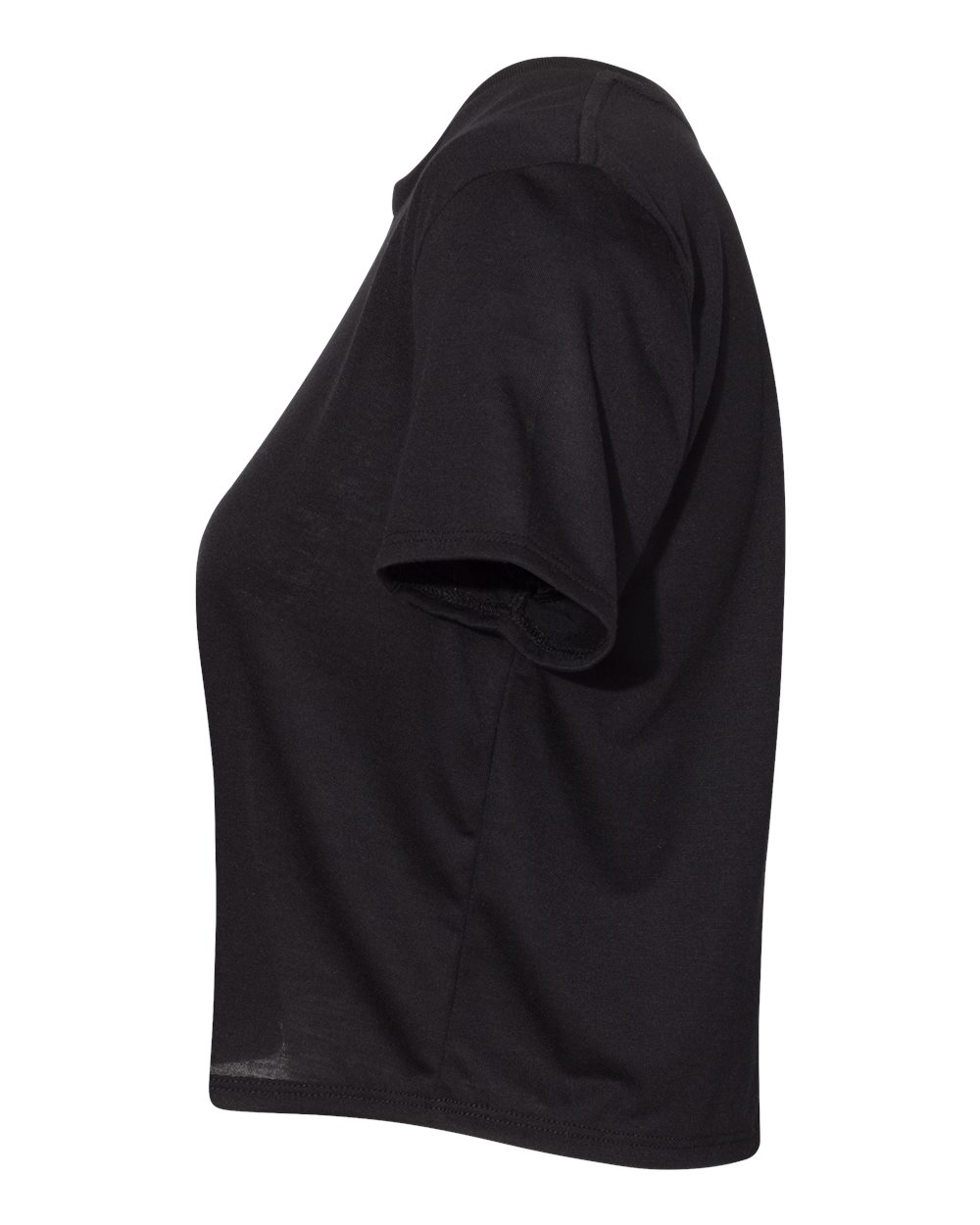 Left View of Black Women’s Flowy Crop Tee - 8882