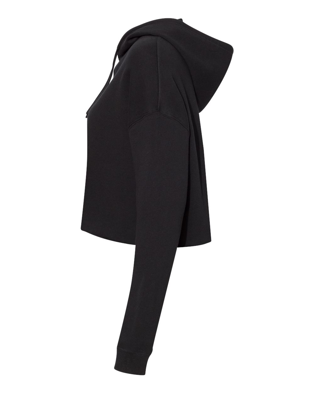 Left View of Black Women’s Lightweight Crop Hooded Sweatshirt - AFX64CRP