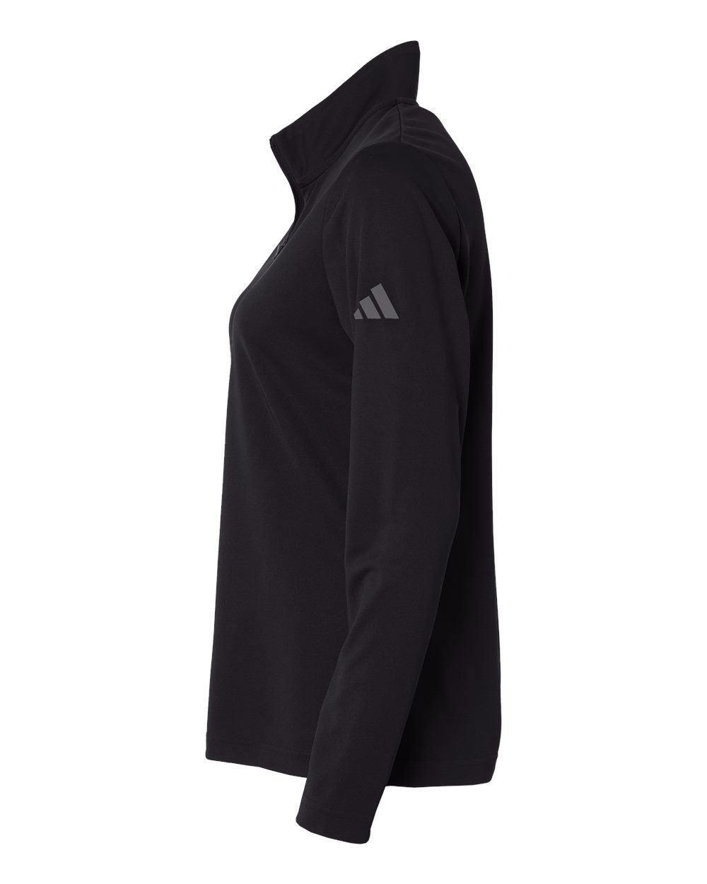 Left View of Black Women's Lightweight Quarter-Zip Pullover - A400 plain