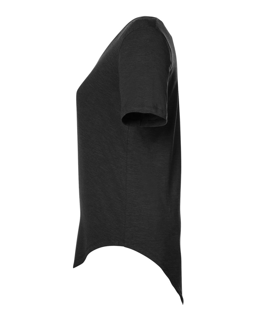 Rear View of Black Women's Longline T-Shirt - TW668S