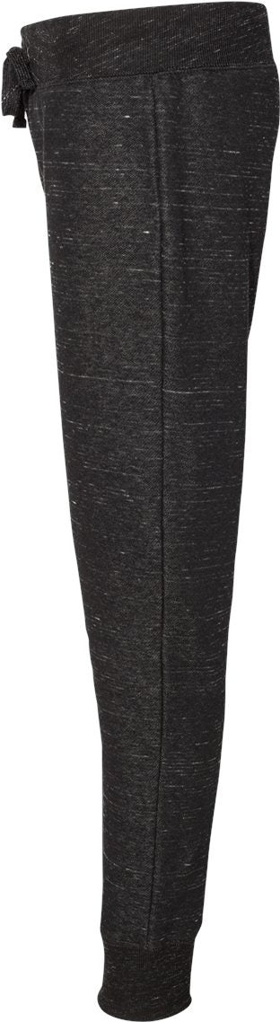 Left View of Black Women’s Mélange Fleece Joggers - 8675