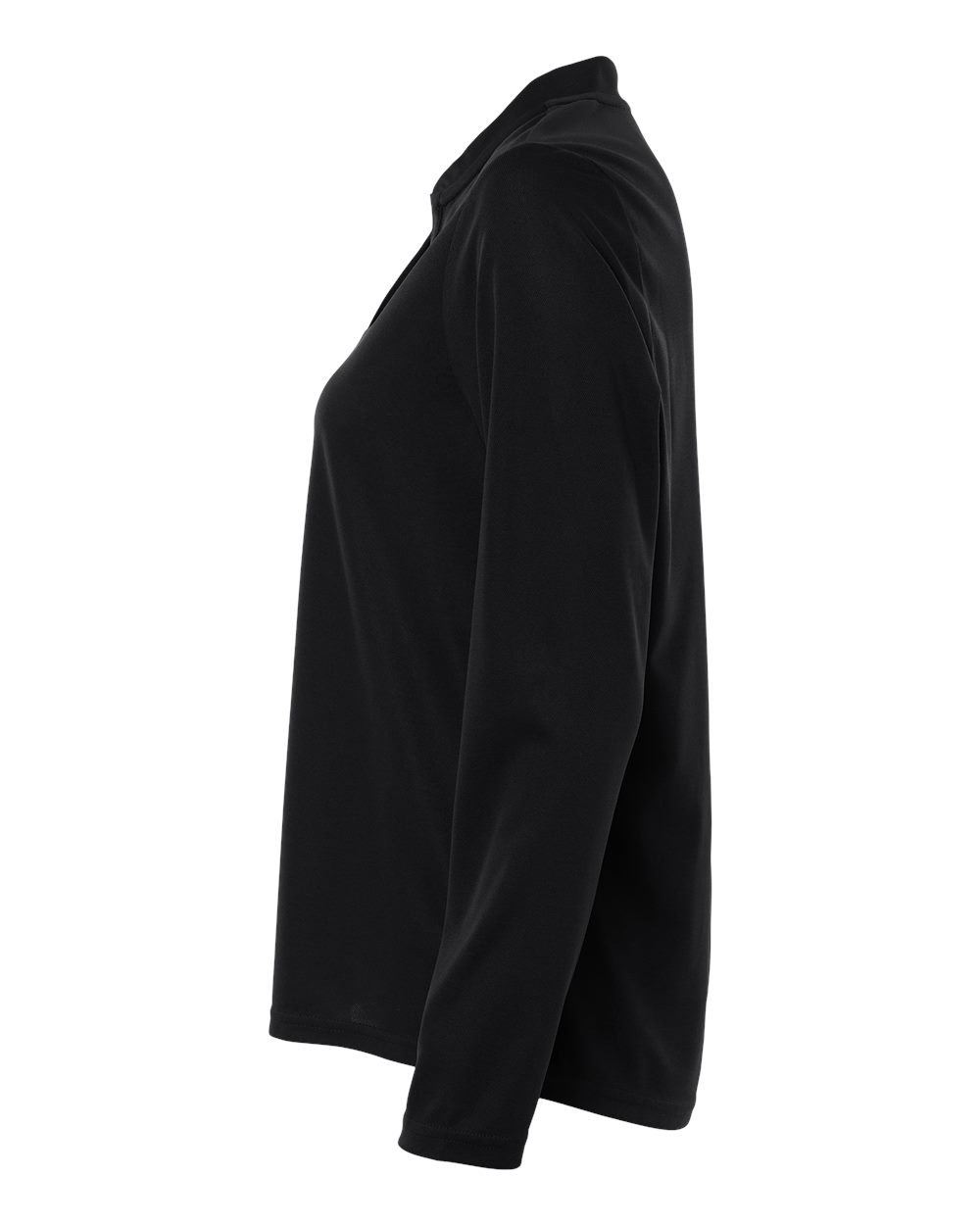 Left View of Black Women's Nova Performance Long Sleeve Pique Polo - CE108LW plain
