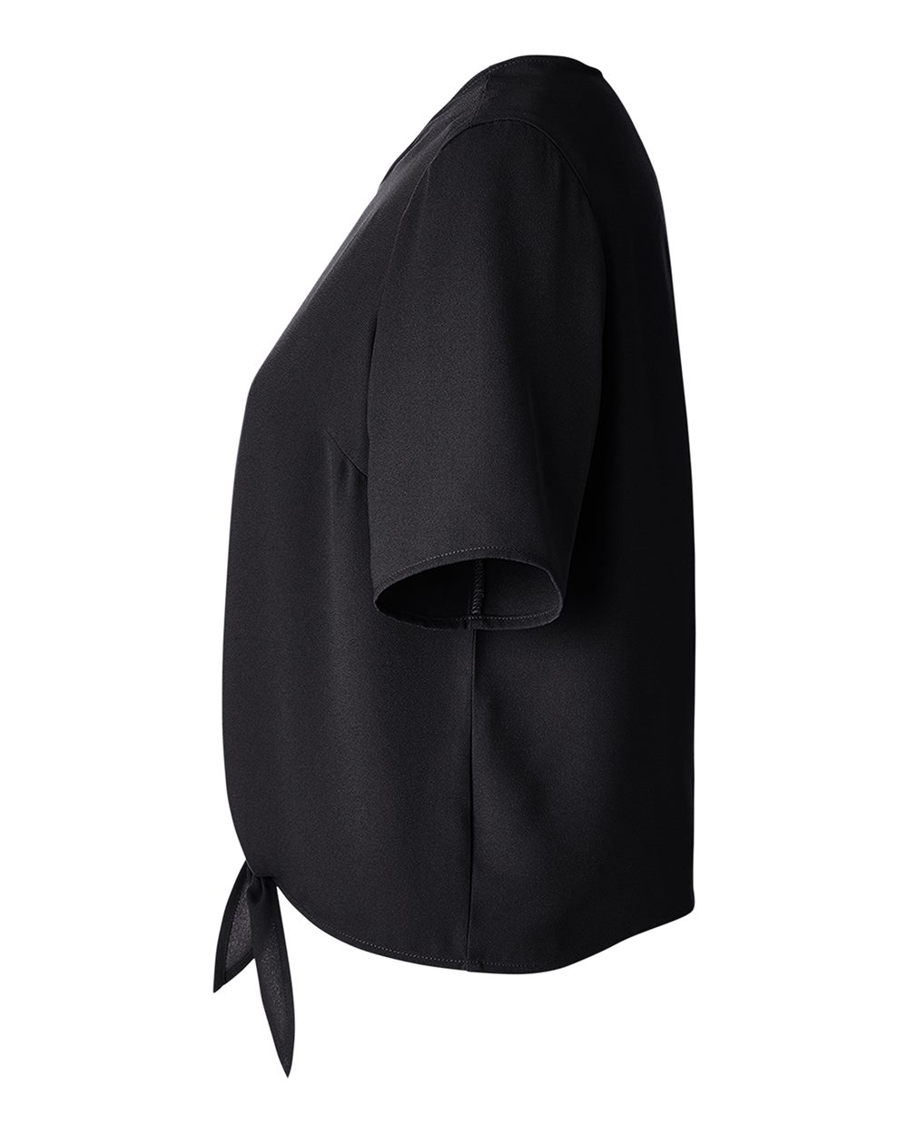 Left View of Black Women&#39;s Perfect Fit™ Tie Front Blouse - DP617W
